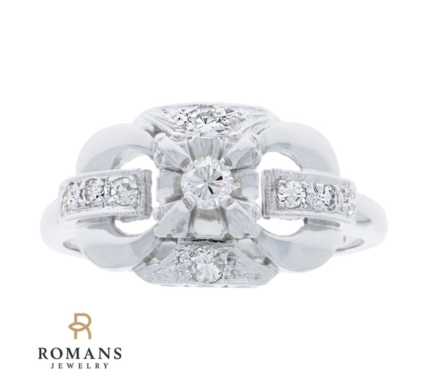 Vintage Diamond Ring 14K White Gold .20 CTW