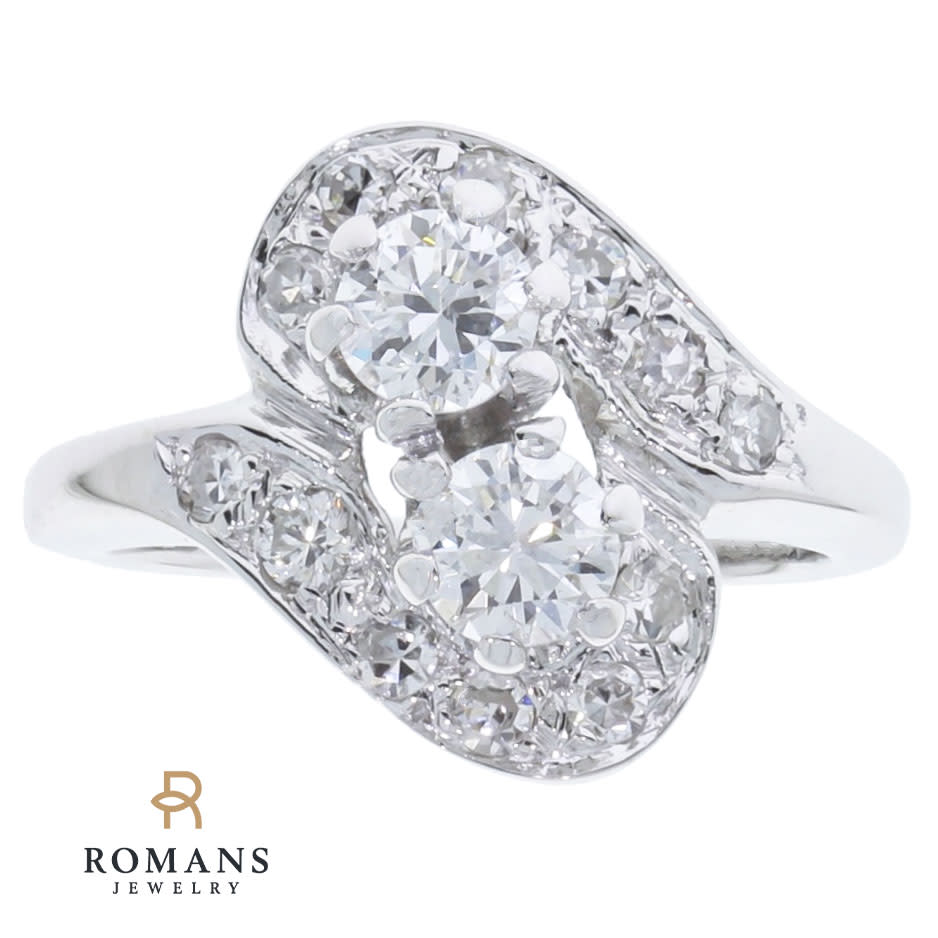 Vintage Diamond Ring 14K White Gold .72 CTW