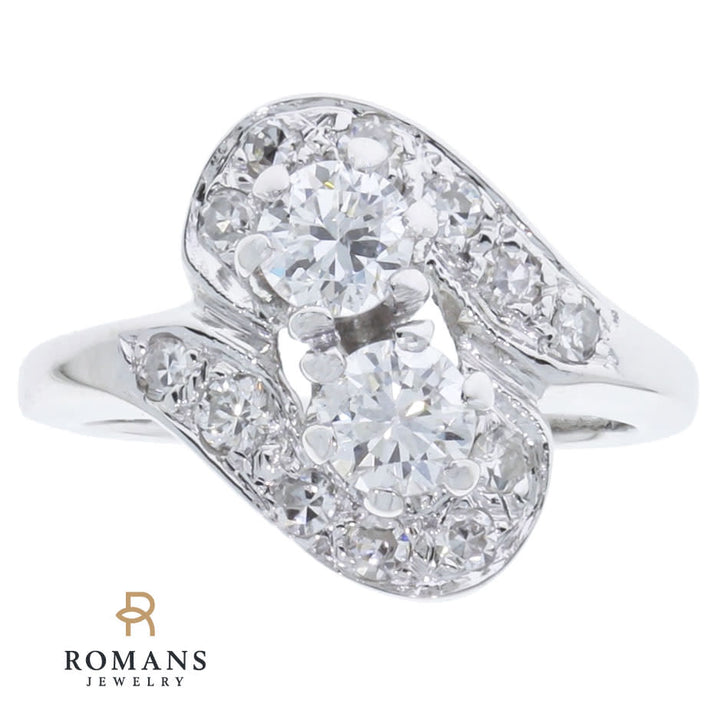 Vintage Diamond Ring 14K White Gold .72 CTW