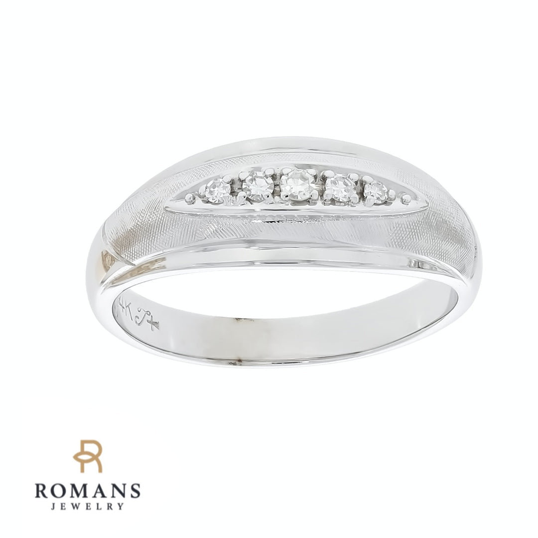 Vintage Diamond Wedding Band 14K White Gold .05 CTW
