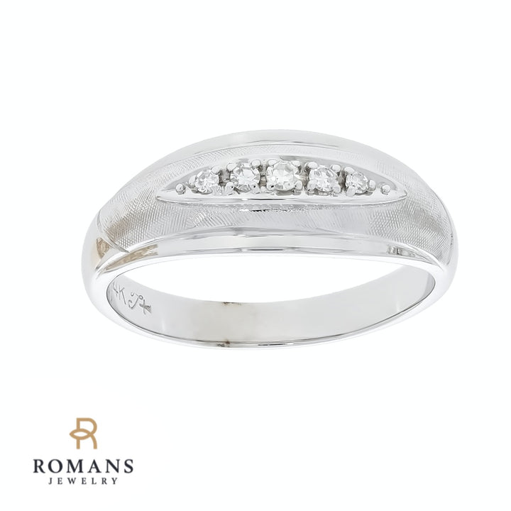 Vintage Diamond Wedding Band 14K White Gold .05 CTW