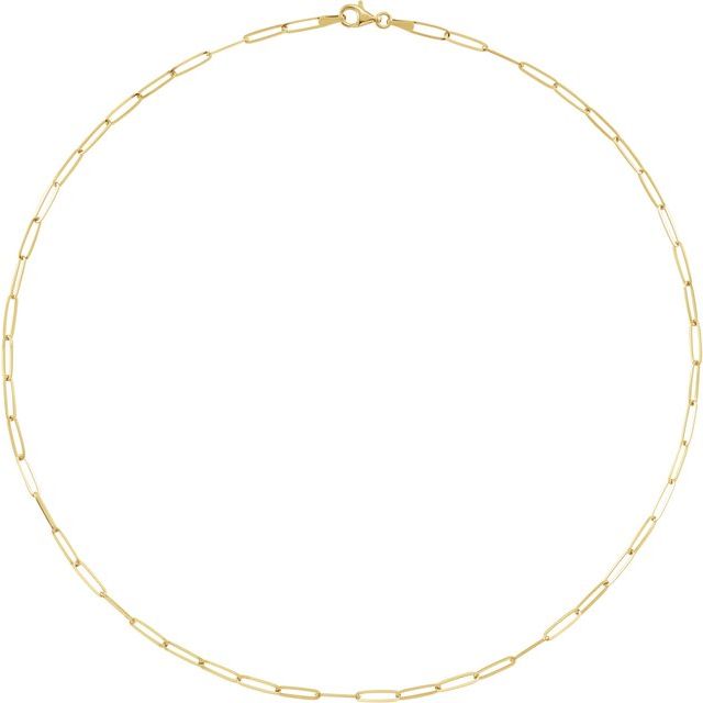 14K Yellow 2.6 mm Paperclip-Style 18" Chain
