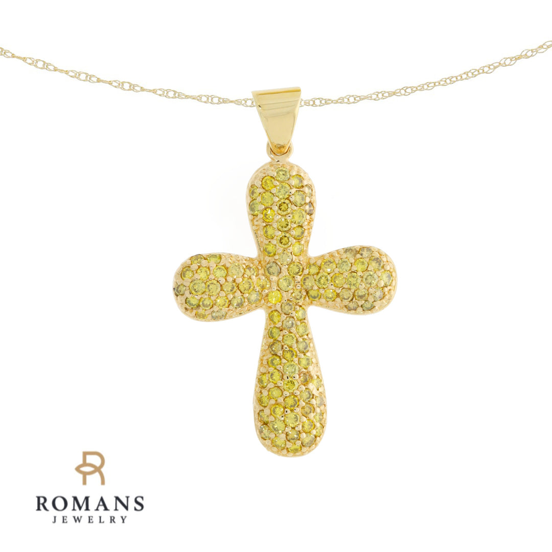 Yellow Diamond Cross Pendant 14K Yellow Gold 1.75CTW