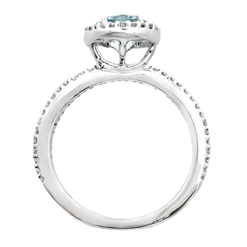 Aquamarine Diamond Halo Effy Ring 14K White Gold 2.21CT