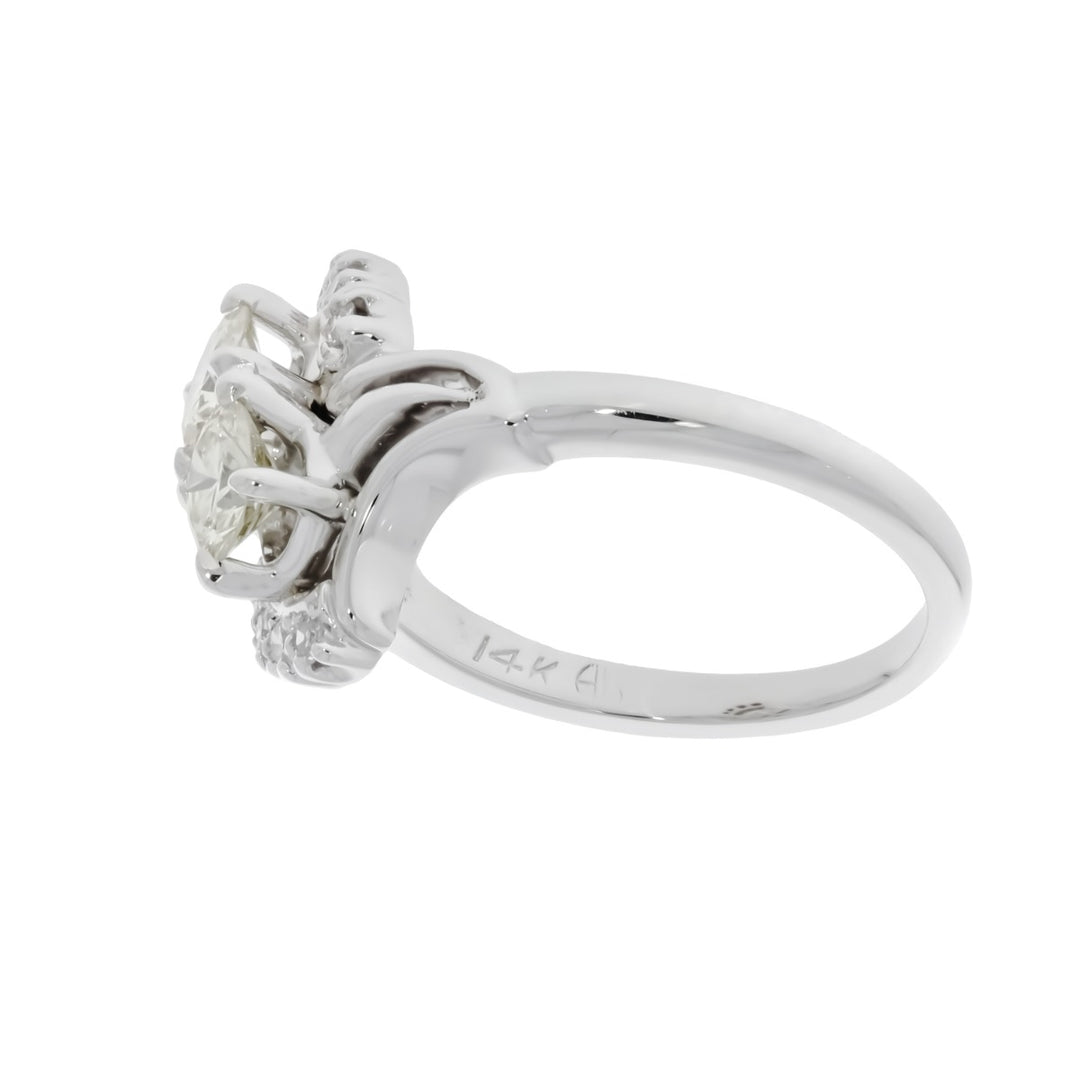 Vintage Art Deco Diamond Ring 14K White Gold 1.28 CTW