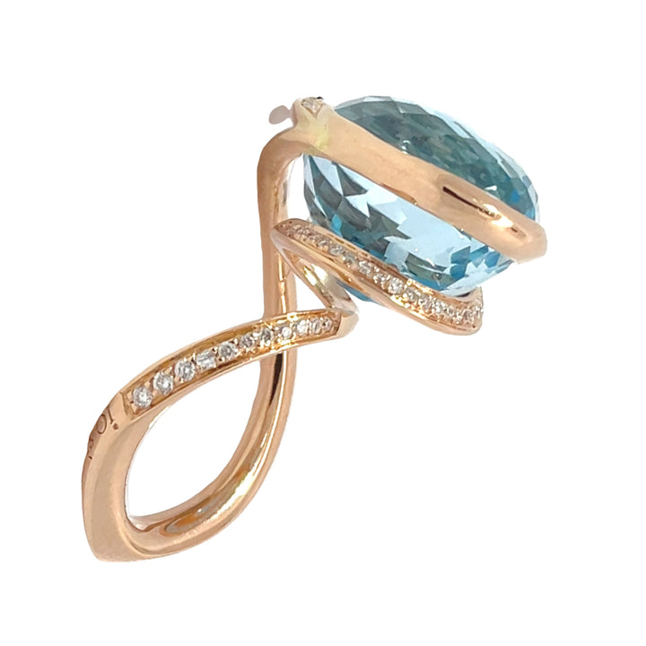Topaz Diamond Ring IO SI Company 18K Rose Gold 29.85 CT