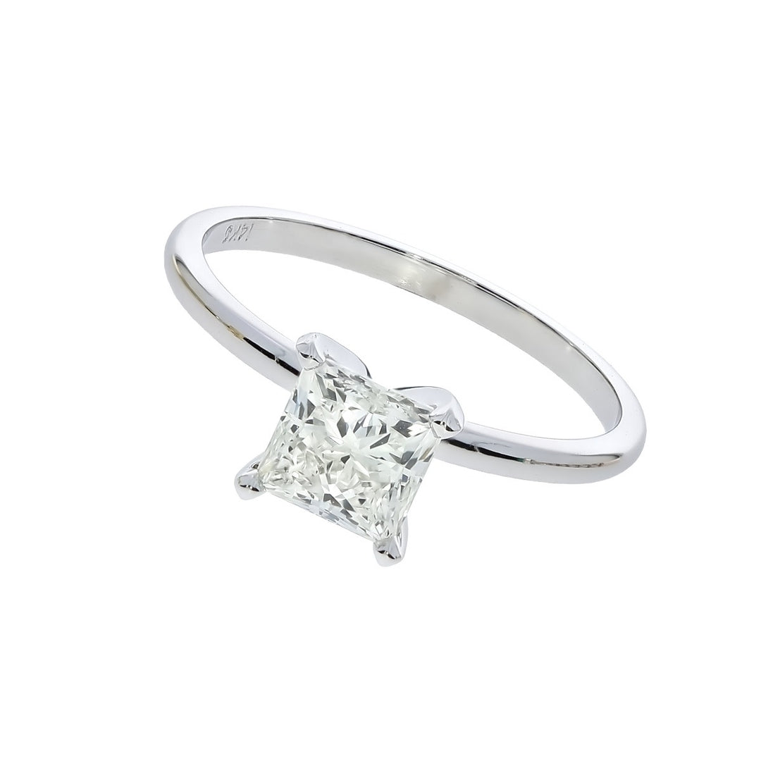 Princess Cut Diamond Solitaire Engagement Ring 14K White Gold 1.22CT GIA