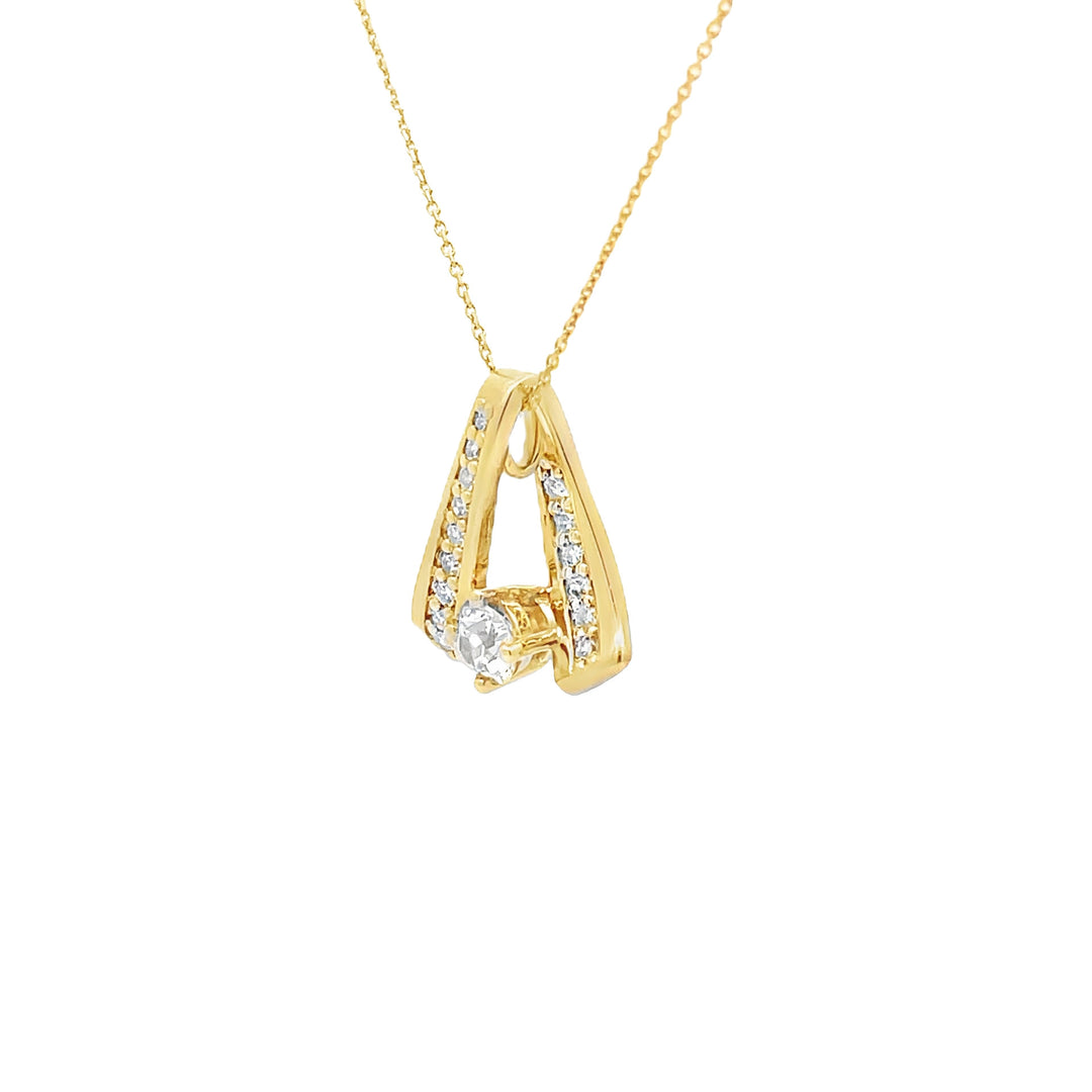 Old European Cut Diamond Fabric Style Pendant 10K Yellow Gold
