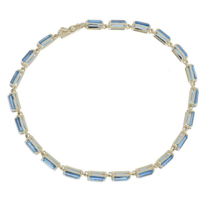 Swiss Blue Topaz Tennis Bracelet 14K Yellow Gold 7.80 CTW