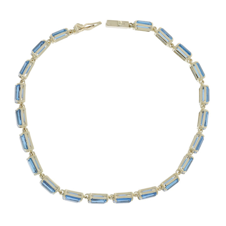 Swiss Blue Topaz Tennis Bracelet 14K Yellow Gold 7.80 CTW