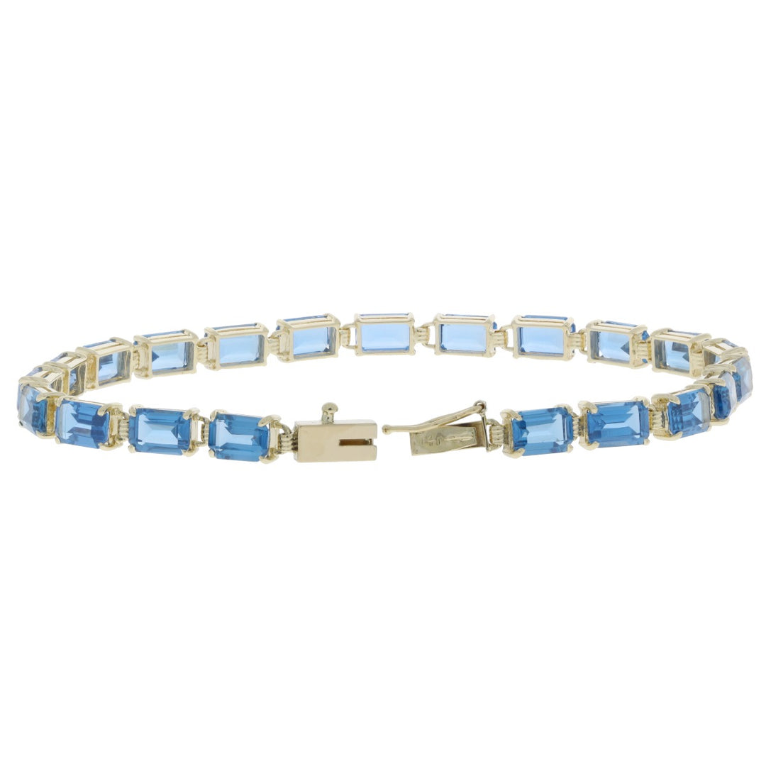 Swiss Blue Topaz Tennis Bracelet 14K Yellow Gold 7.80 CTW