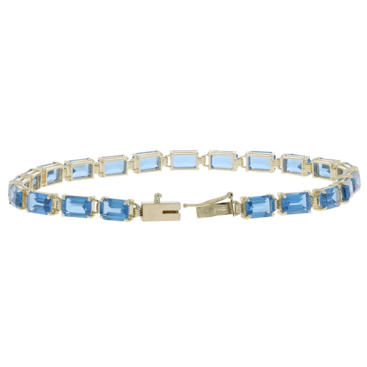 Swiss Blue Topaz Tennis Bracelet 14K Yellow Gold 7.80 CTW