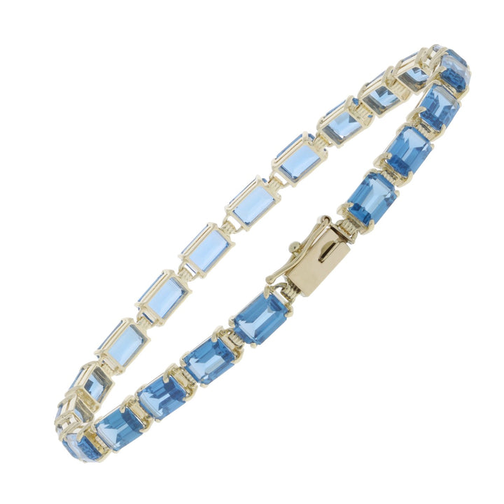 Swiss Blue Topaz Tennis Bracelet 14K Yellow Gold 7.80 CTW