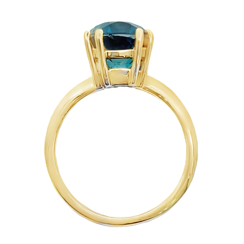 Blue Zircon Ring 14K Yellow Gold 7.47CT