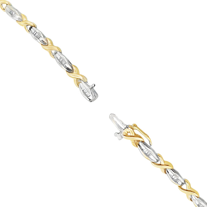 Diamond Tennis X Link Bracelet 14K Two Tone .54 CTW