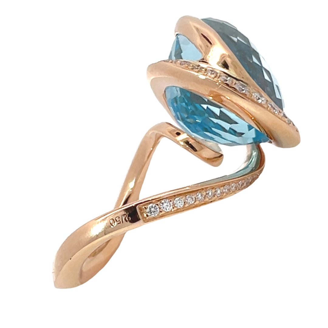 Topaz Diamond Ring IO SI Company 18K Rose Gold 29.85 CT