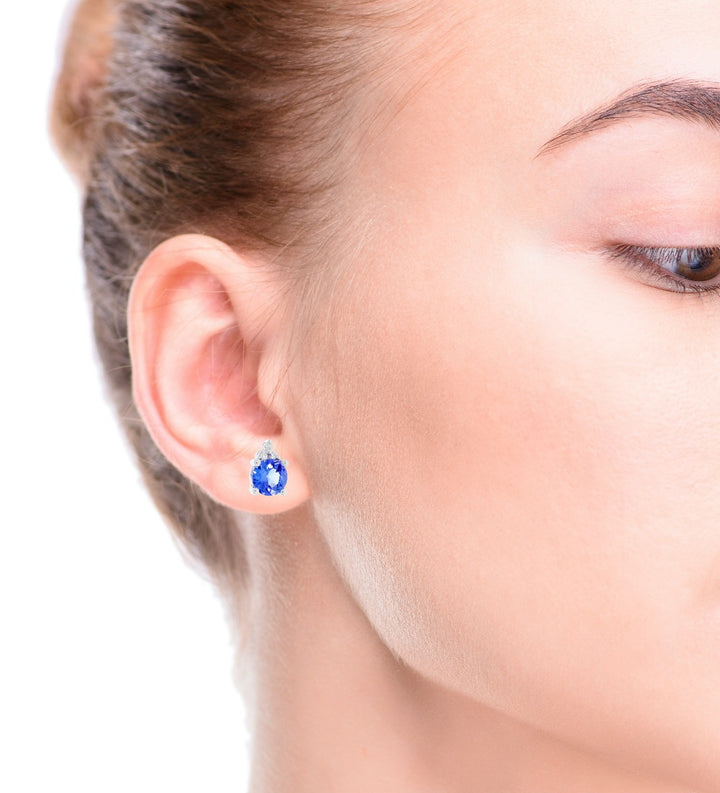 Tanzanite Diamond Stud Earrings 14K White Gold 1.26CTW