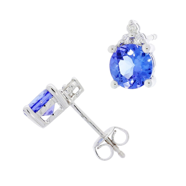 Tanzanite Diamond Stud Earrings 14K White Gold 1.26CTW