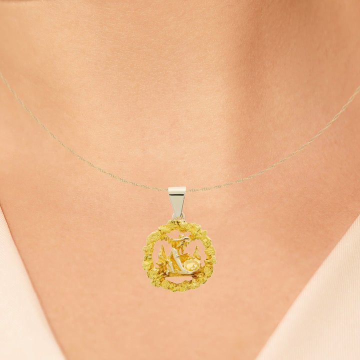Gold Miner Nugget Pendant 10K-24K Yellow Gold