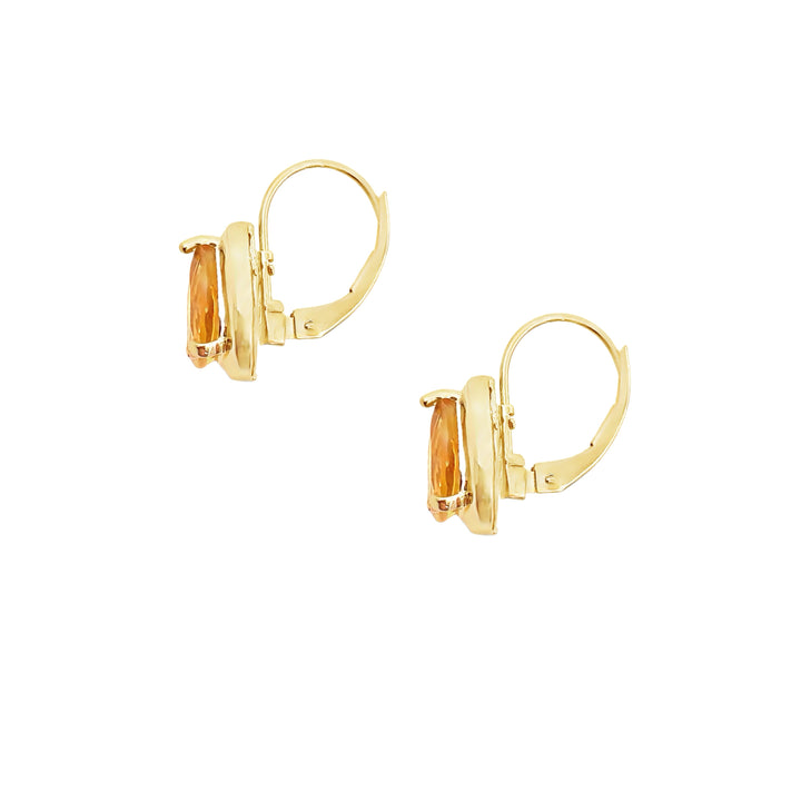 Citrine Drop Earrings Pear Shape 14K Yellow Gold 2.50CT