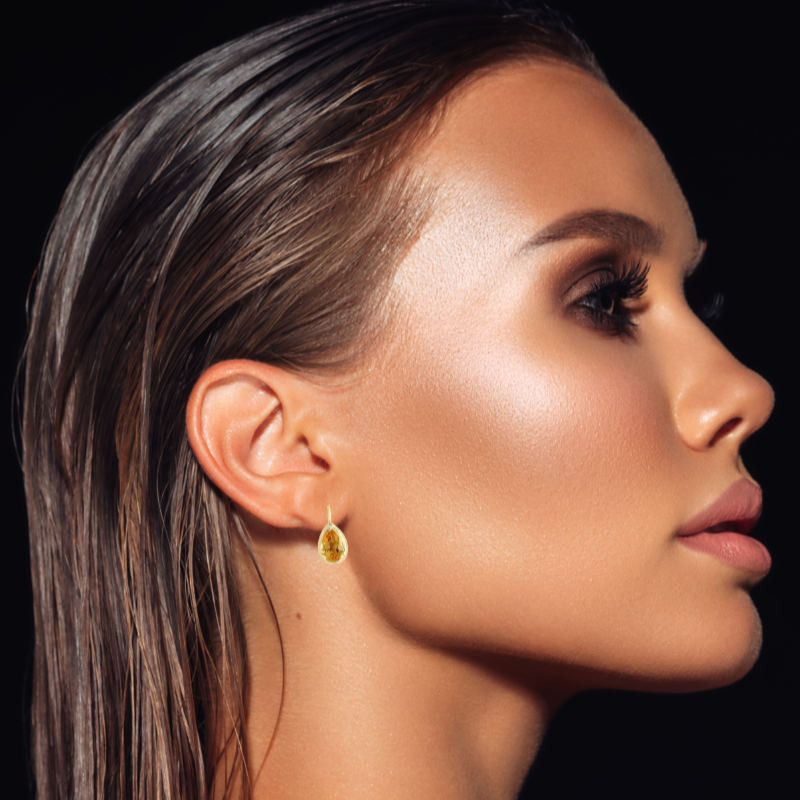 Citrine Drop Earrings Pear Shape 14K Yellow Gold 2.50CT