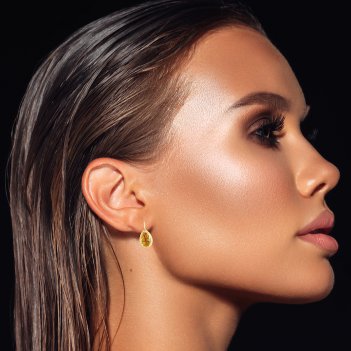 Citrine Drop Earrings Pear Shape 14K Yellow Gold 2.50CT