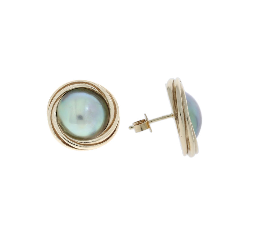 Cultured Button Pearl 14K Yellow Gold