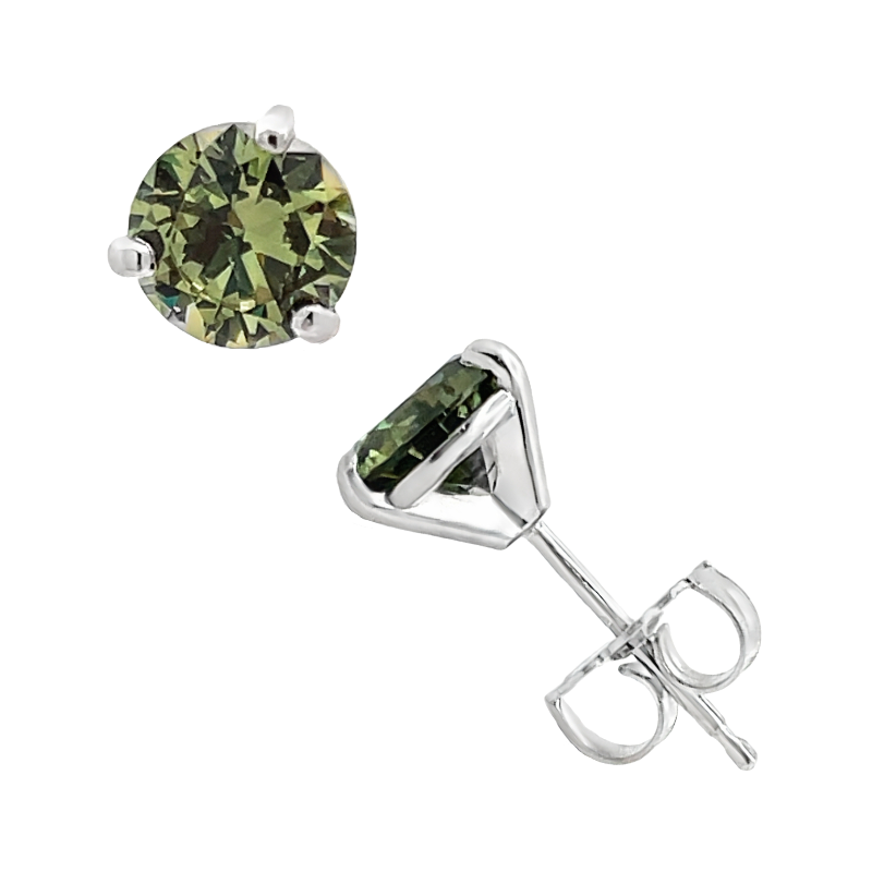 Demantoid Garnet Namibian Natural Studs 14K White Gold 2.04CT