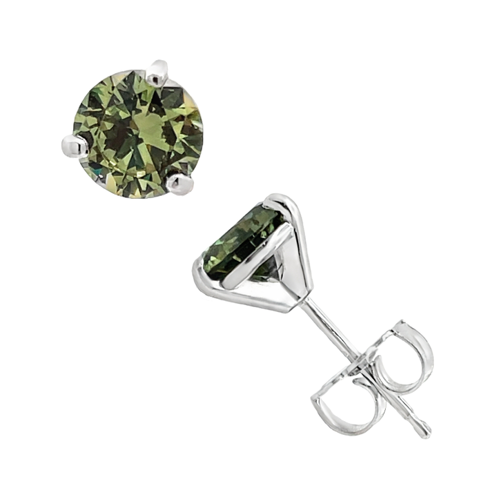 Demantoid Garnet Namibian Natural Studs 14K White Gold 2.04CT