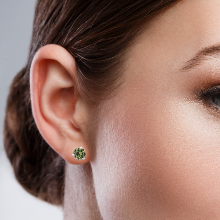 Demantoid Garnet Namibian Natural Studs 14K White Gold 2.04CT