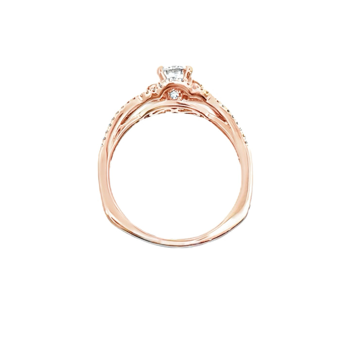 Diamond Halo Engagement Ring 14K Rose Gold 0.55CT