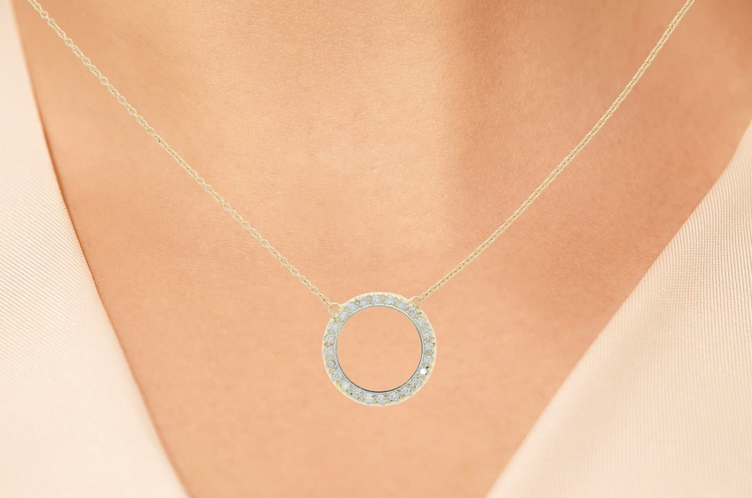 Diamond Circle Necklace 14K Yellow Gold .15CTW