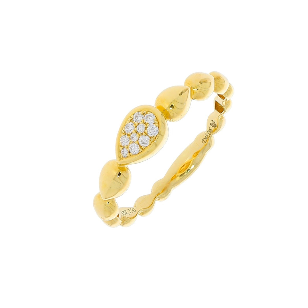 Pear Shaped Bead Diamond Band 18K Yellow Gold .06 CTW