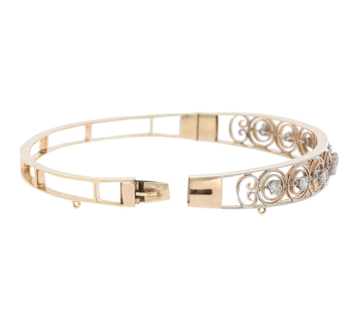 Diamond Vintage 1930's Bracelet 14K Yellow Gold Platinum .72CTW