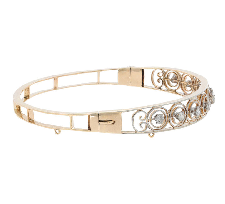 Diamond Vintage 1930's Bracelet 14K Yellow Gold Platinum .72CTW