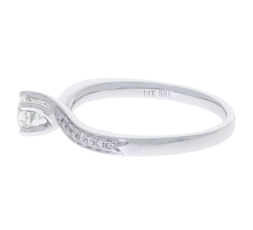 Round Diamond Engagement Ring 14K White Gold .33 CT