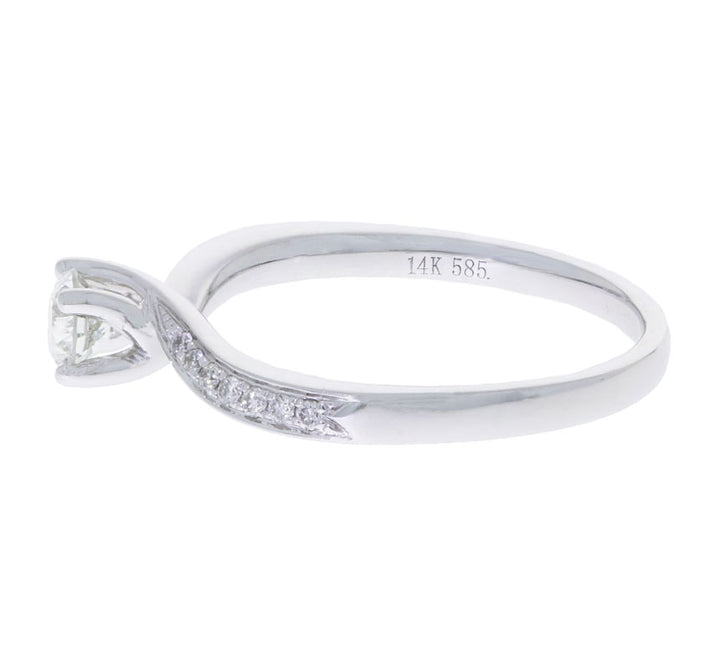 Round Diamond Engagement Ring 14K White Gold .33 CT