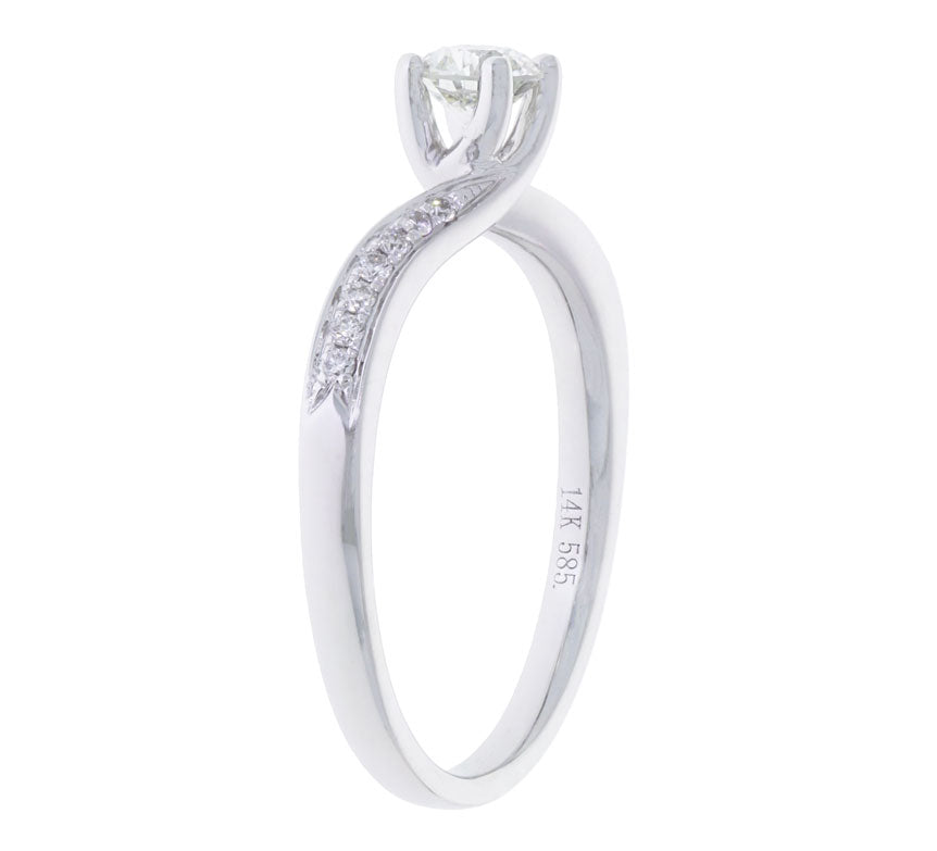 Round Diamond Engagement Ring 14K White Gold .33 CT