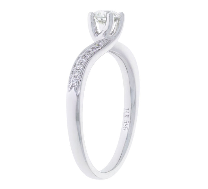 Round Diamond Engagement Ring 14K White Gold .33 CT