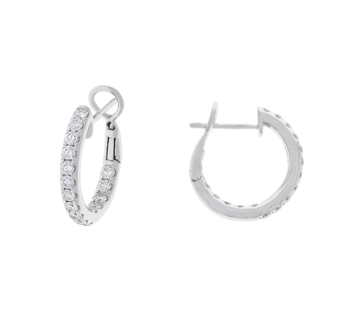 Diamond Hoop Earrings 14K White Gold 1.16CTW