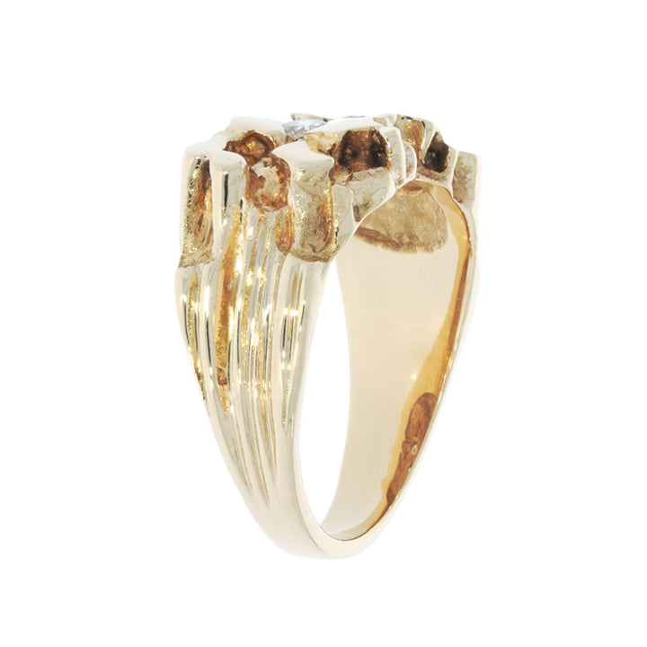 Diamond Nugget Style Ring 14K Yellow Gold .33CTW