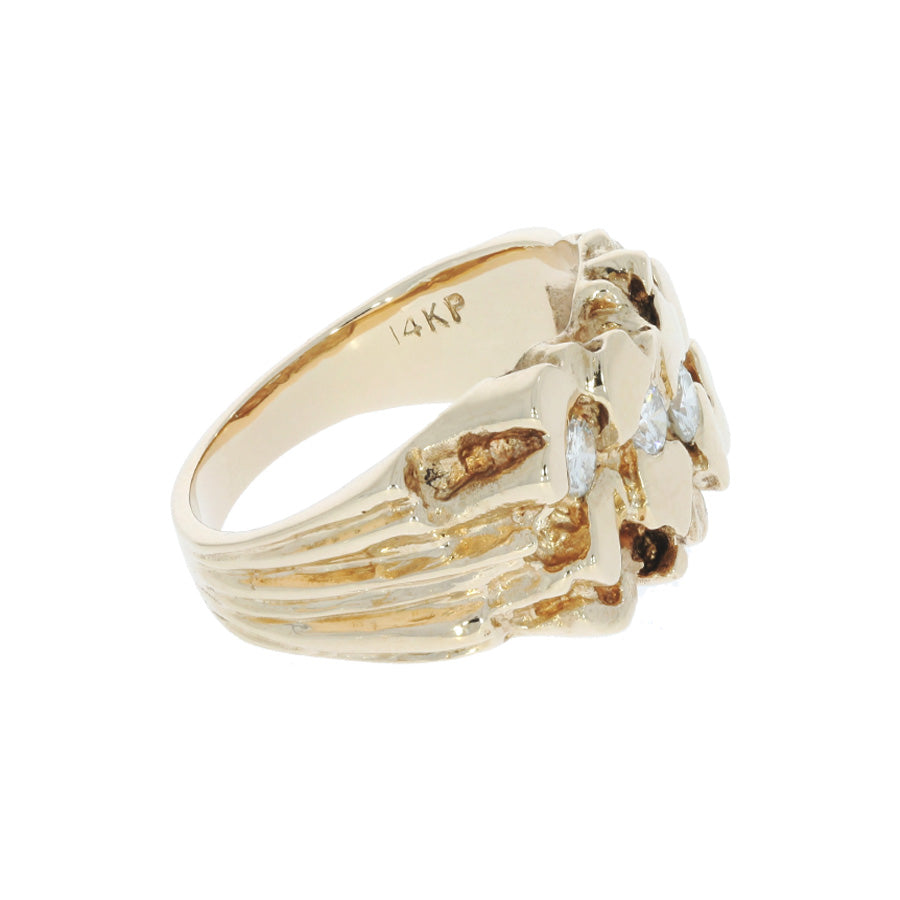 Diamond Nugget Style Ring 14K Yellow Gold .33CTW