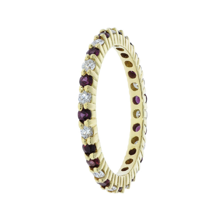 Diamond Garnet Eternity Band 18K Yellow Gold