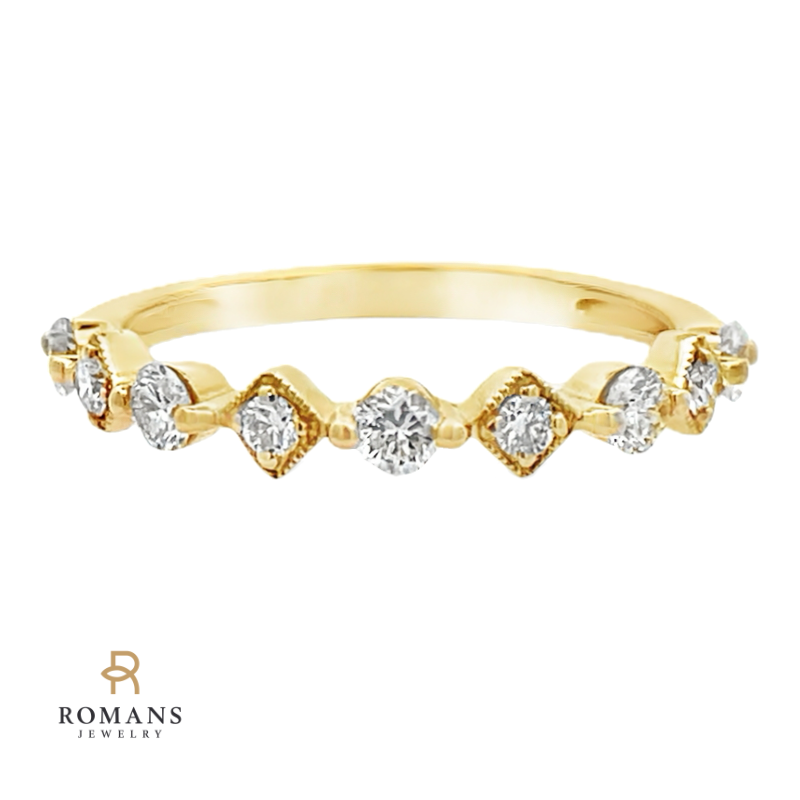Diamond Modern Retro Band 18K Yellow Gold 0.45CT