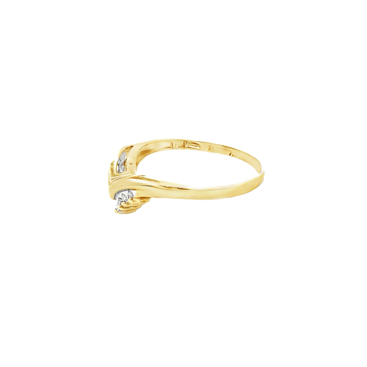 Diamond Double Chevron 14K Yellow Gold .08CTW