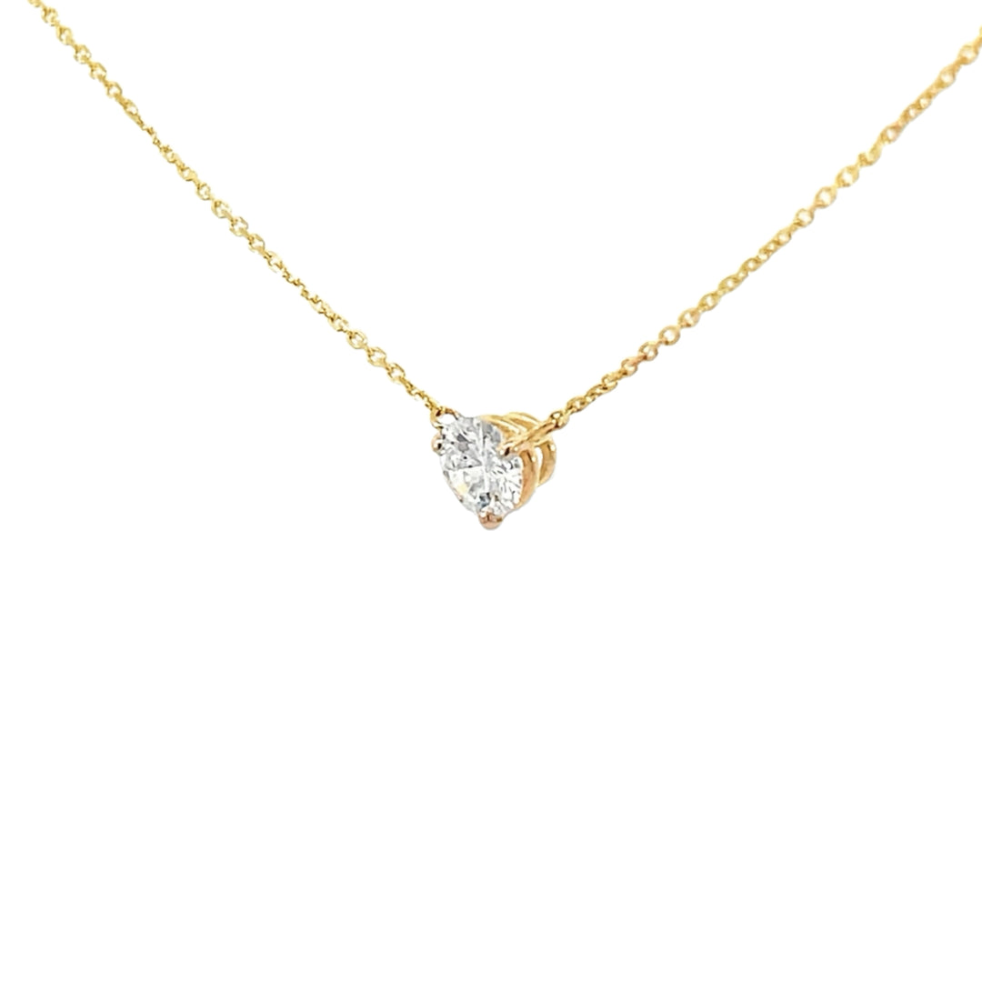 Floating Diamond Necklace 14K Yellow Gold .37CT GIA