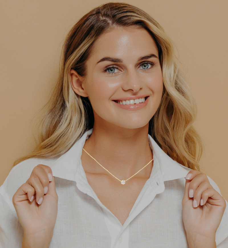 Round Diamond Floating Necklace 14K Yellow Gold .70CT