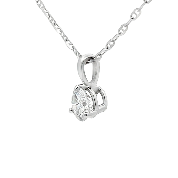 Diamond Round Pendant 14K White Gold .30CT