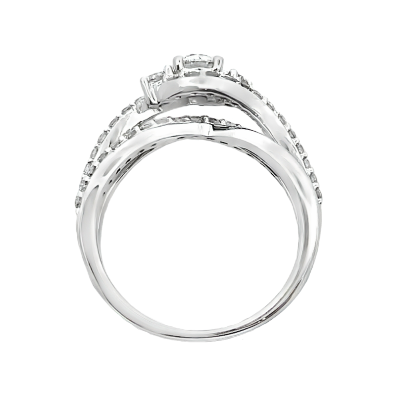 Tri-Diamond Wedding Ring 14K White Gold .28CT