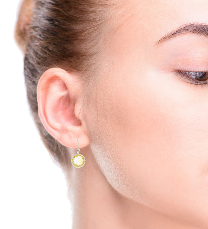 Citrine Briolette Dangle Earrings 14K Yellow Gold